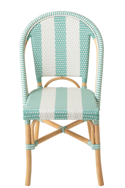 Chaise en rotin rayée bleu clair/blanc J-Line