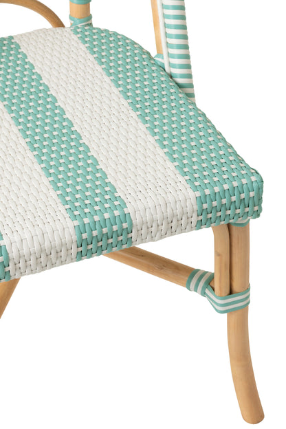 Chaise en rotin rayée bleu clair/blanc J-Line