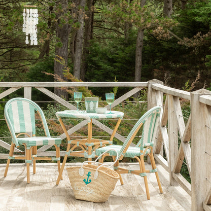 Chaise en rotin rayée bleu clair/blanc J-Line