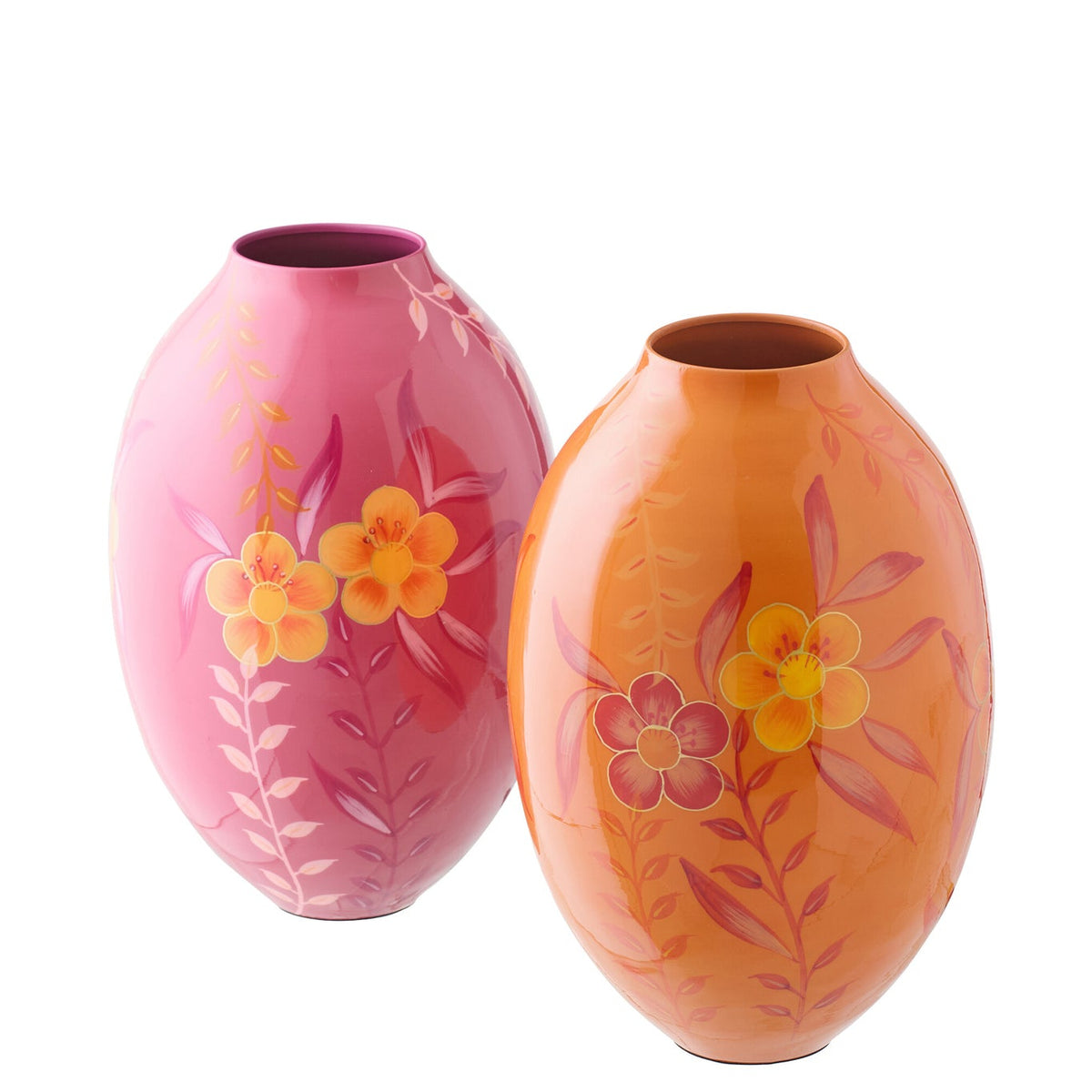 Vase à fleurs en métal rose/orange, grand modèle, assortiment de 2 de J-Line