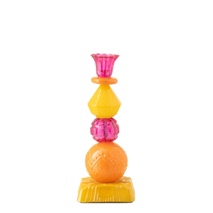 Bougeoir en verre orange/rose petit modèle J-Line
