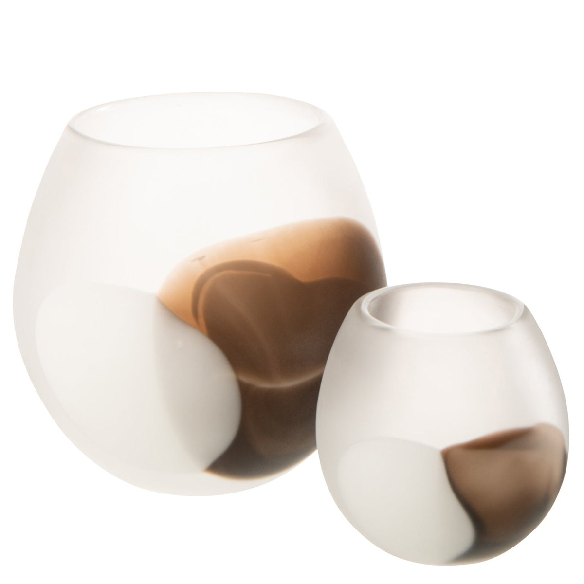 Photophore boule en verre blanc/marron Large J-Line