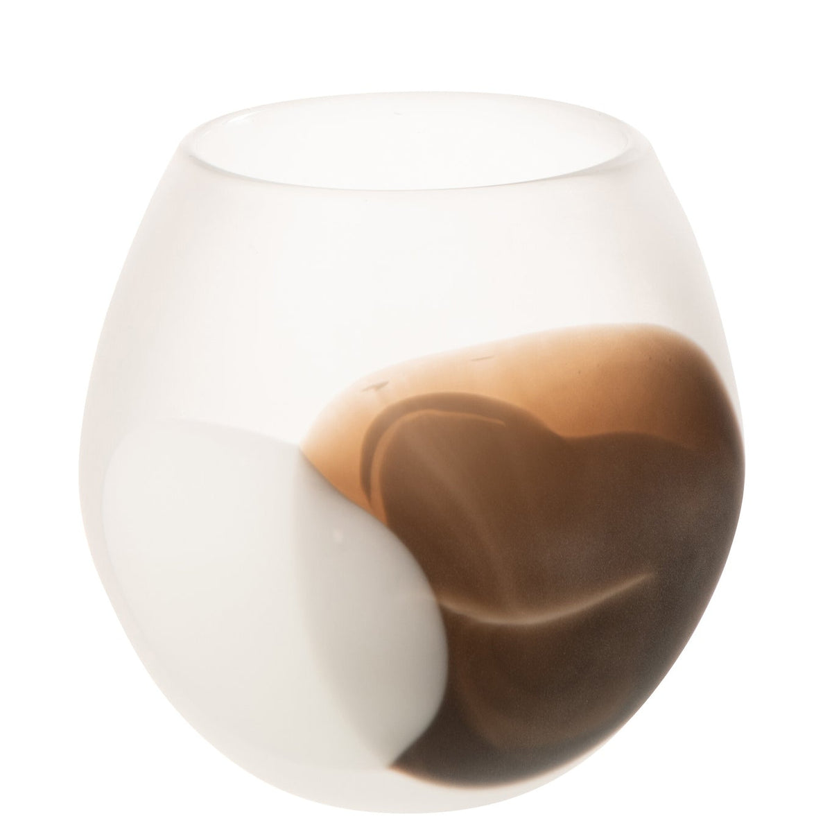 Photophore boule en verre blanc/marron Large J-Line