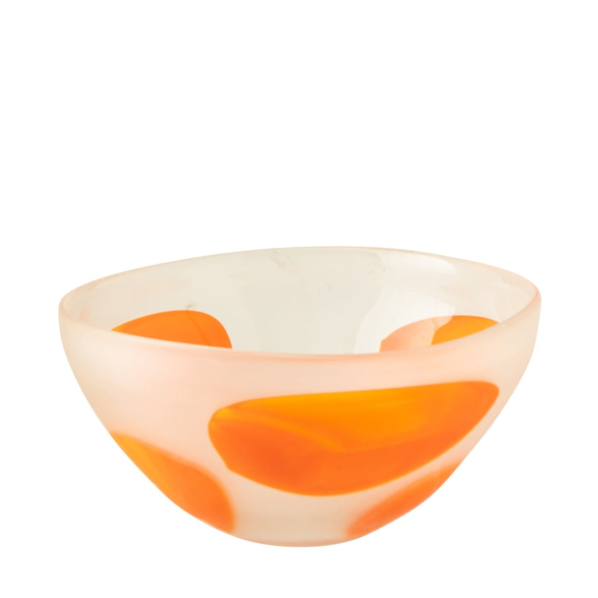 Plat décoratif en verre à pois orange foncé/transparent J-Line