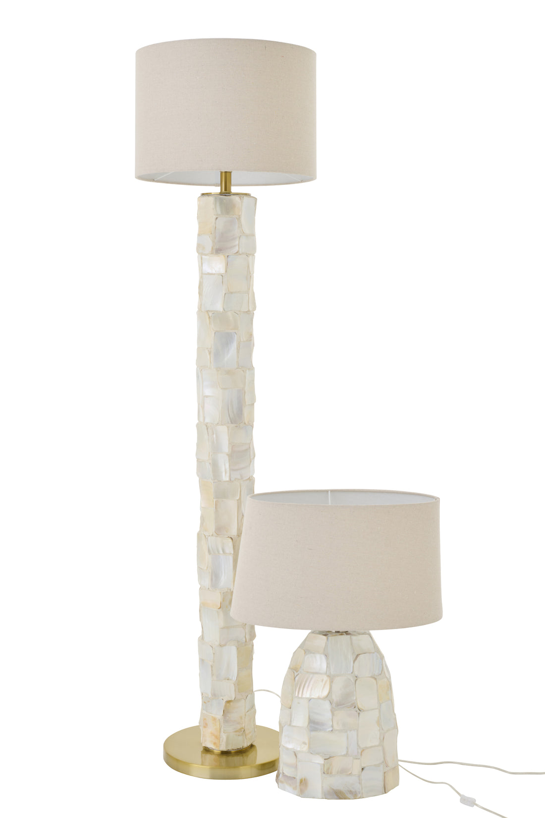 Lampadaire effet nacré coquillage blanc cassé/beige clair J-Line
