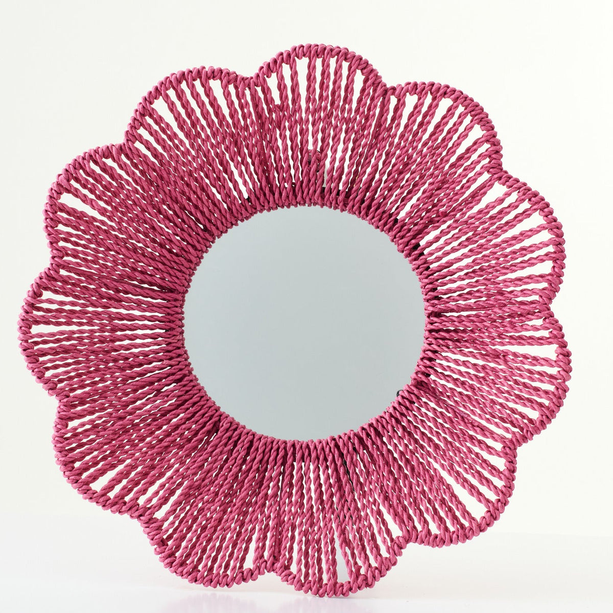 Miroir mural en raphia rose foncé J-Line