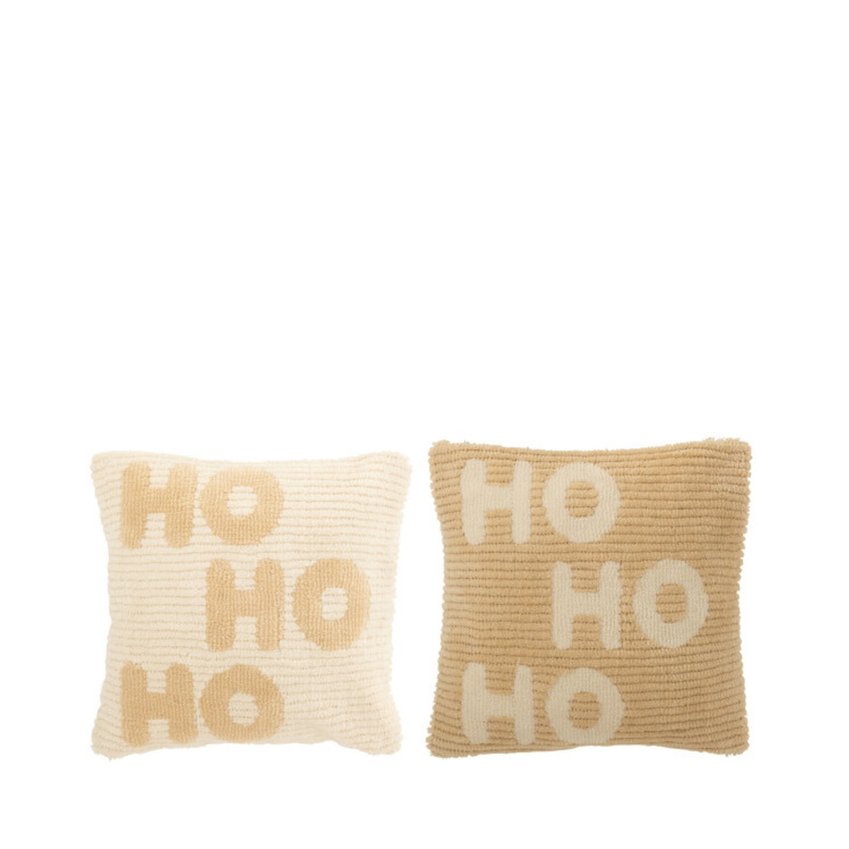 Pack de Noël Plaid &amp; Coussins de Noël HoHoHo Beige/Blanc J-Line