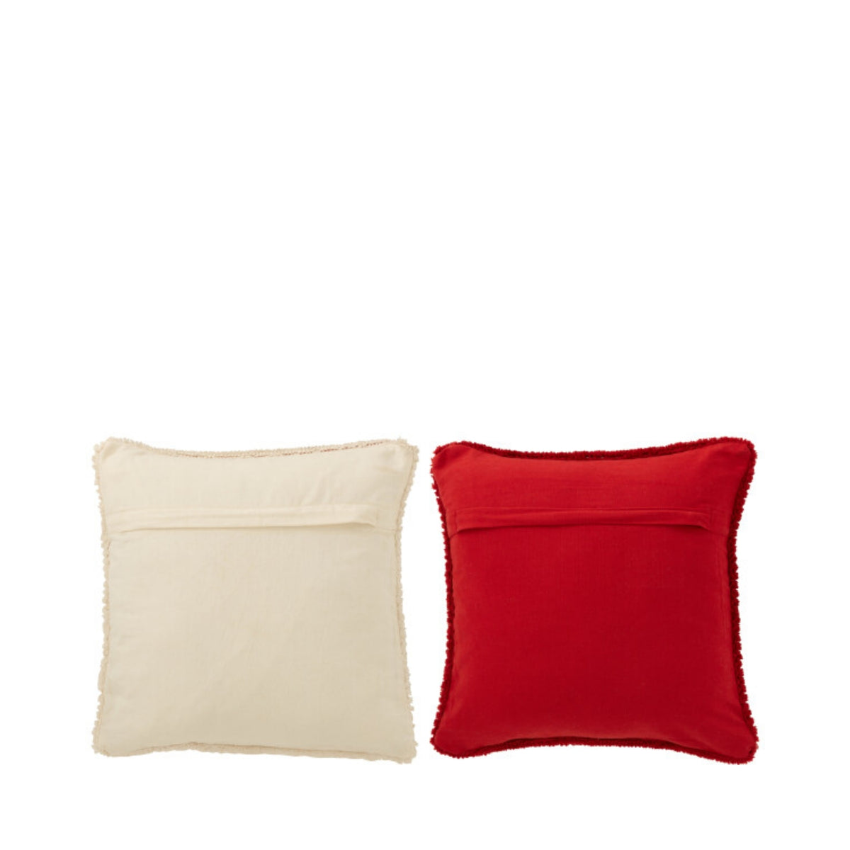 Set de Noël Plaid &amp; Coussins de Noël HoHoHo Rouge/Blanc J-Line