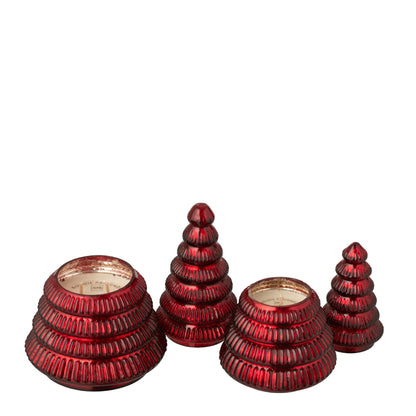 Bougie parfumée Arbre Verre côtelé Rouge Noël Large J-Line