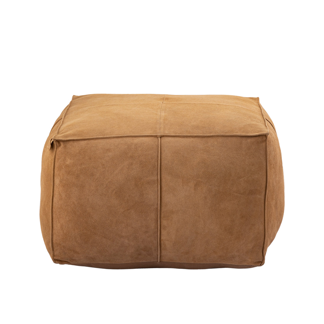 Pouf carré Marieke en cuir suédé camel PTMD