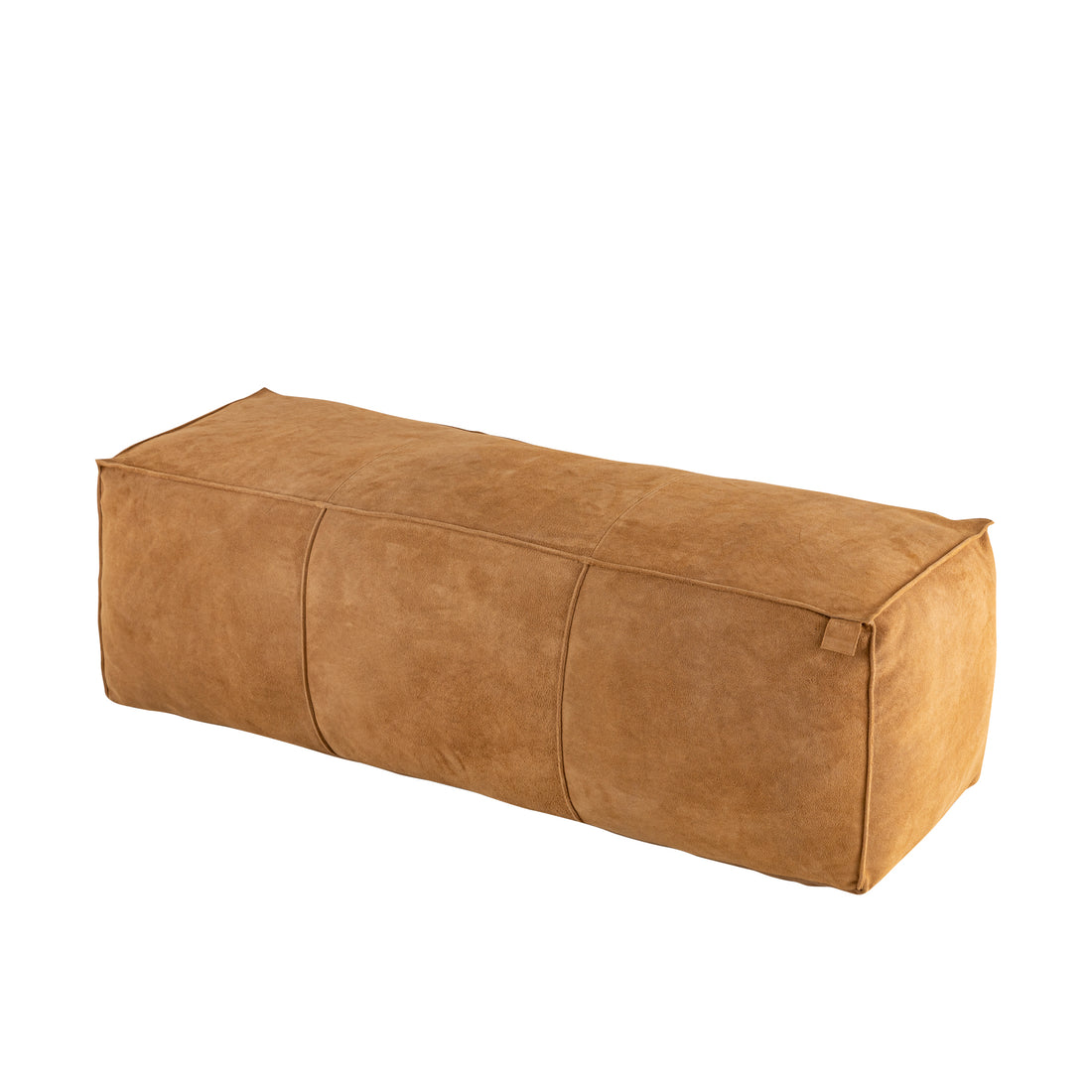 Pouf Marieke en cuir suédé rectangulaire camel PTMD