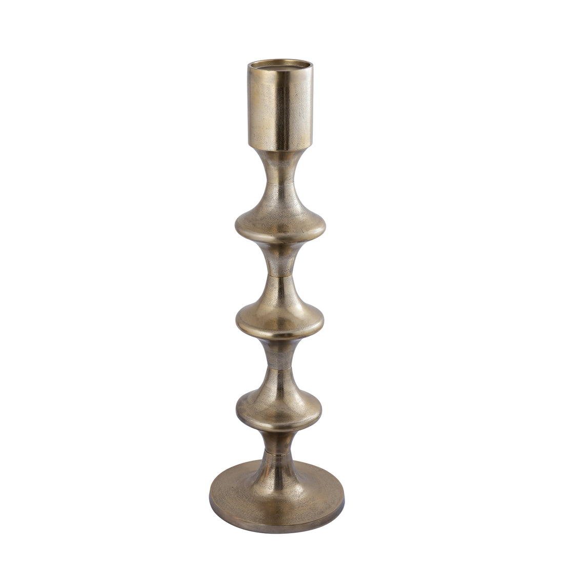 Bougeoir rond en alu Taika Gold avec onglets H92cm PTMD