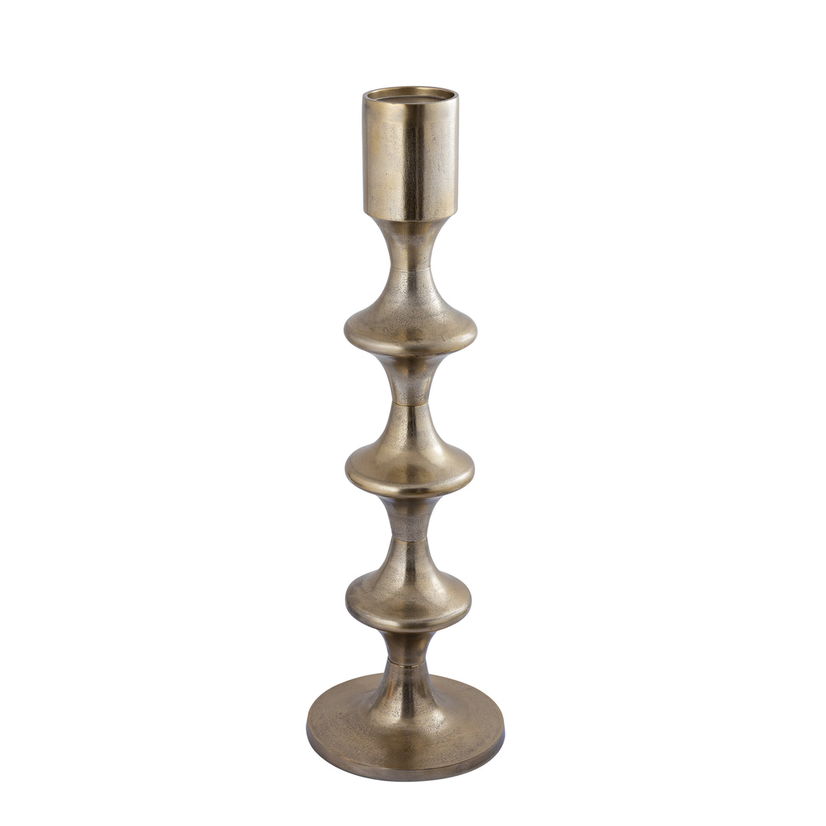 Bougeoir rond en alu Taika Gold avec onglets H92cm PTMD