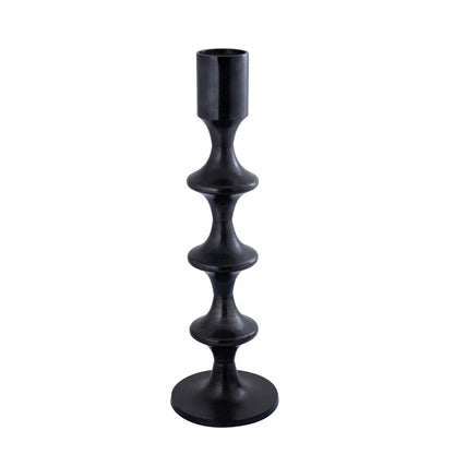 Bougeoir rond en alu Taika Black avec languettes H92cm PTMD