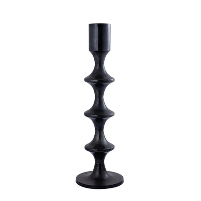 Bougeoir rond en alu Taika Black avec languettes H92cm PTMD