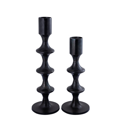 Bougeoir rond en alu Taika Black avec languettes H92cm PTMD