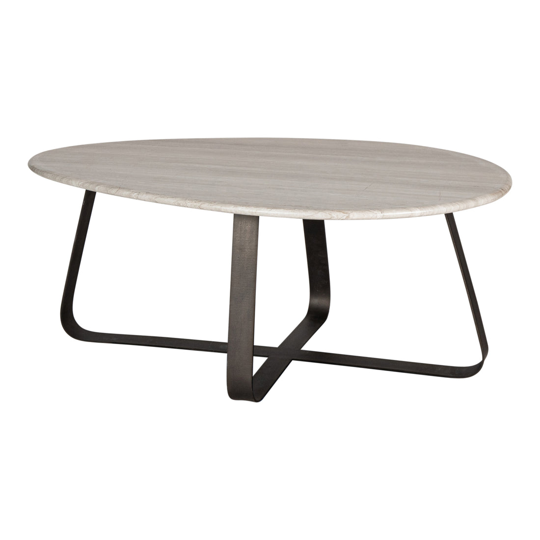 Table basse Muka haute base gris foncé marbre blanc PTMD