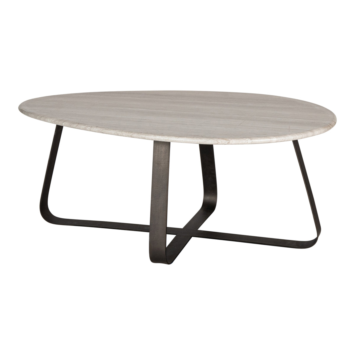 Table basse Muka haute base gris foncé marbre blanc PTMD