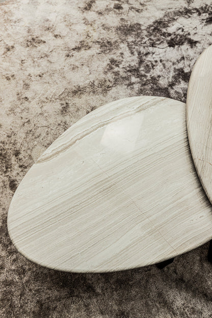 Table basse Muka haute base gris foncé marbre blanc PTMD