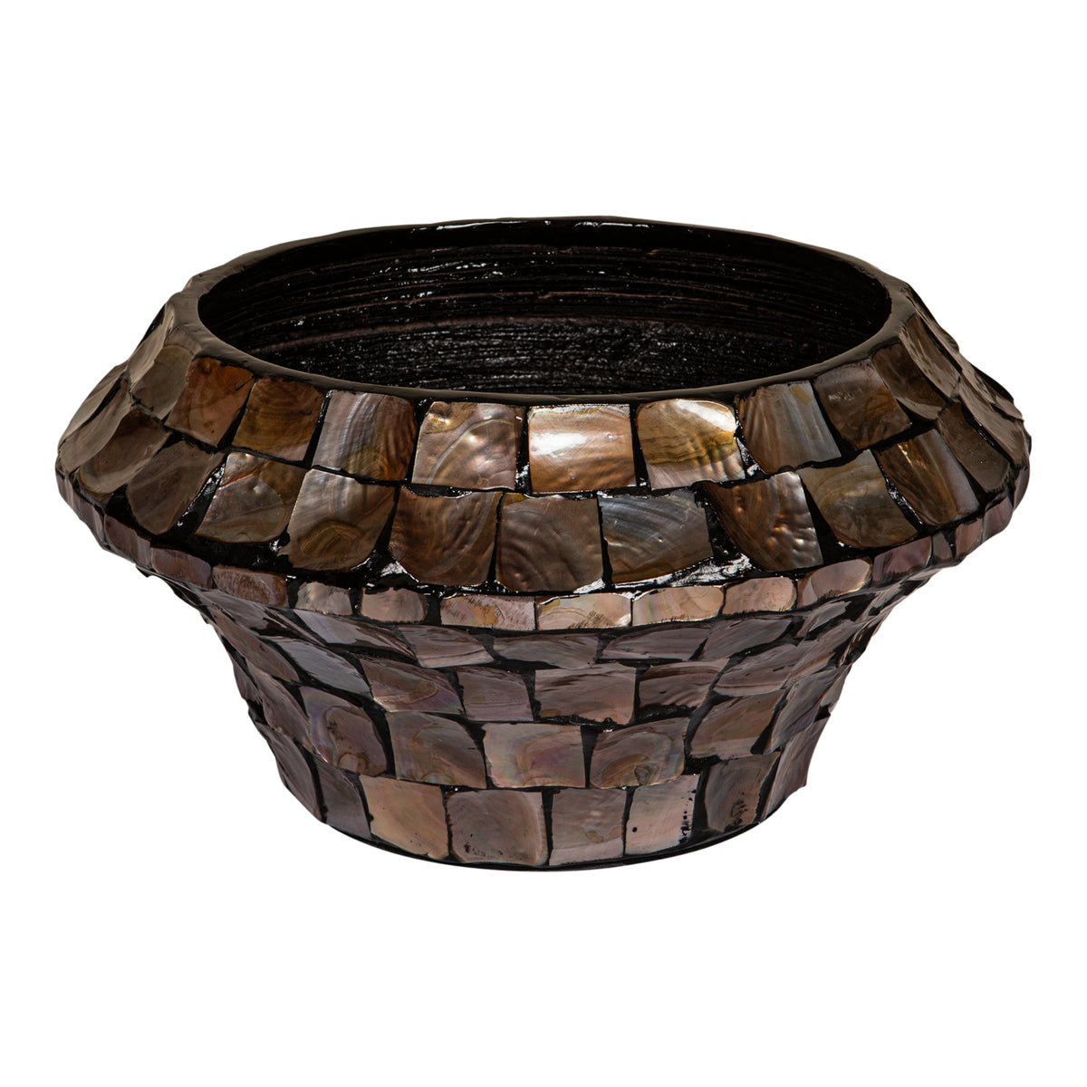 Daven Bronze Coque en poly Pot en bambou rond bas S 41x41x20cm PTMD