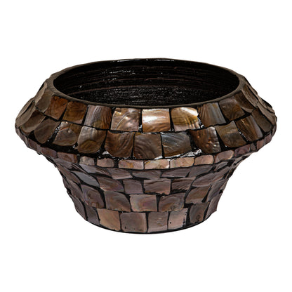 Daven Bronze Coque en poly Pot en bambou rond bas S 41x41x20cm PTMD
