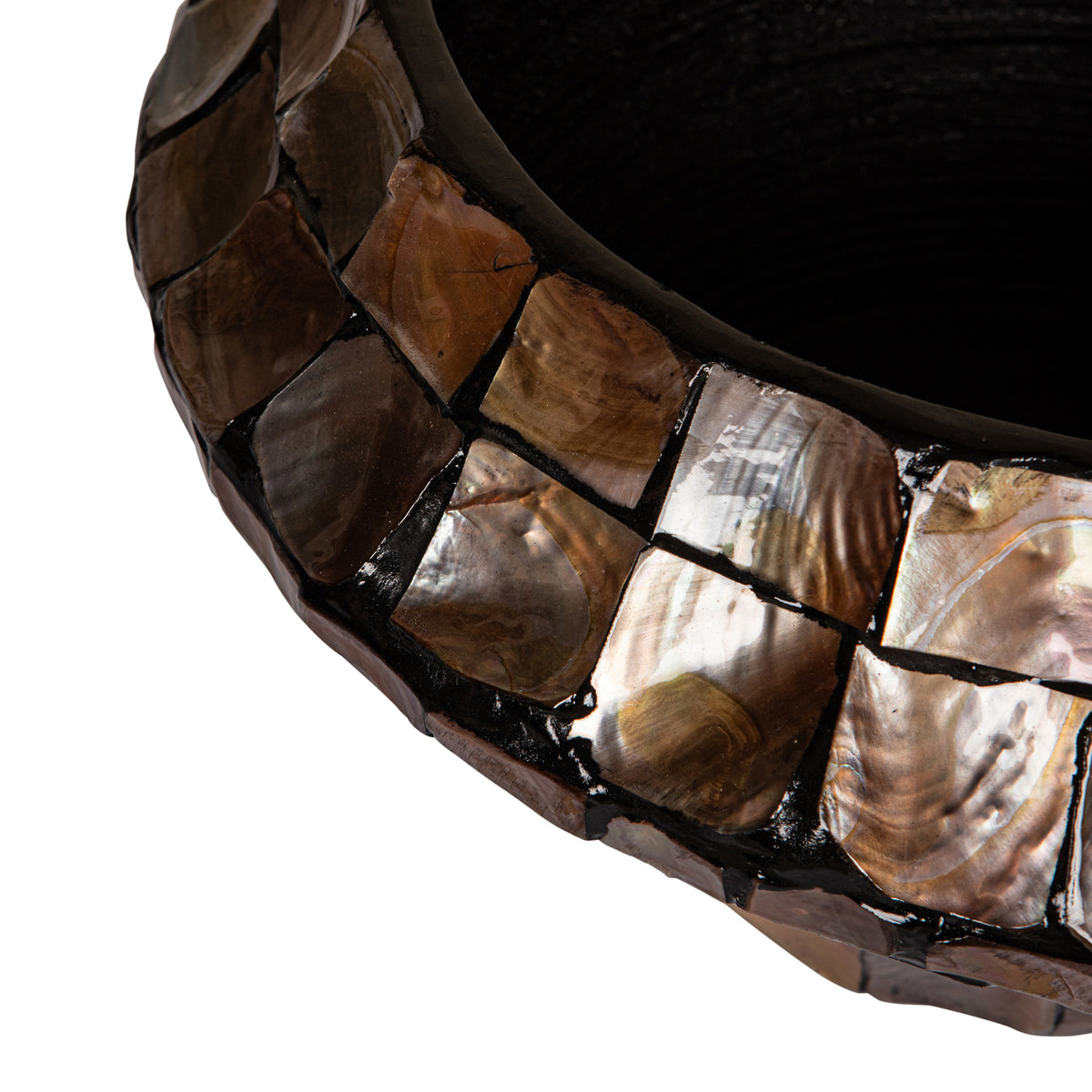 Daven Bronze Coque en poly Pot en bambou rond bas S 41x41x20cm PTMD