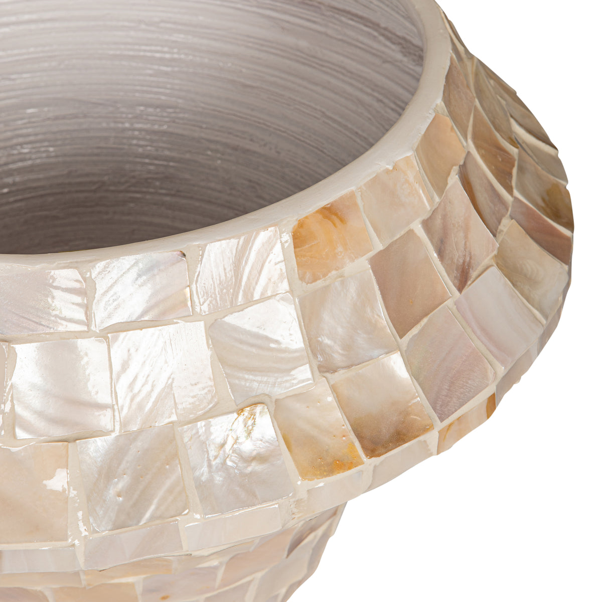 Daven Cream Coque Poly Pot Bambou Rond Bas Moyen PTMD