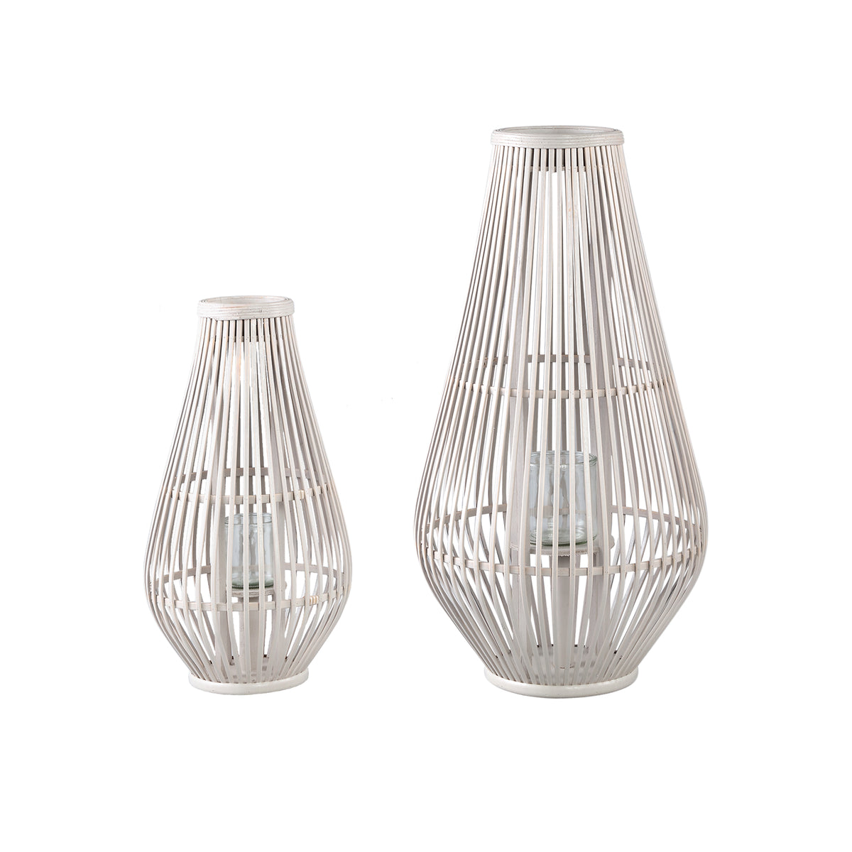 Lanterne Lysia L- 35x35x68 cm - Verre - Blanc PTMD