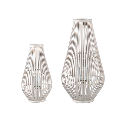 Lanterne Lysia L- 35x35x68 cm - Verre - Blanc PTMD