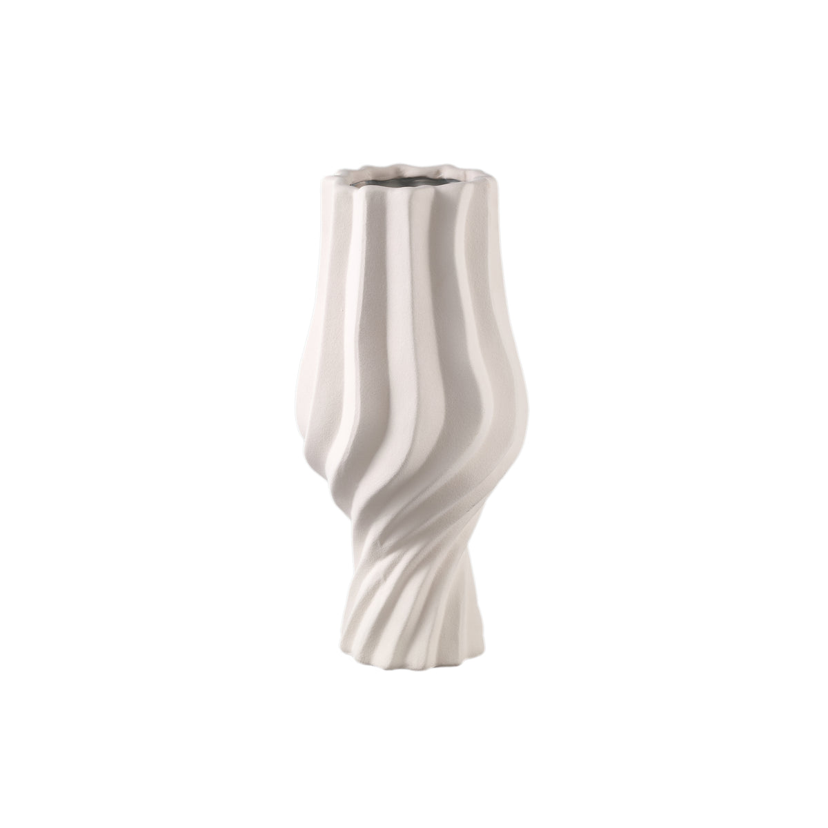 Clair Cream Ceramic Swirl Vase Large PTMD