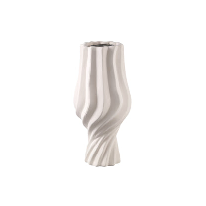 Clair Cream Ceramic Swirl Vase Large PTMD