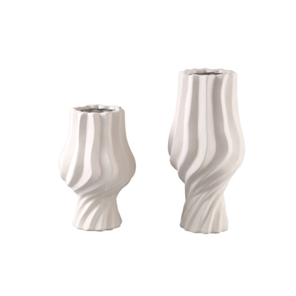 Clair Cream Ceramic Swirl Vase Large PTMD