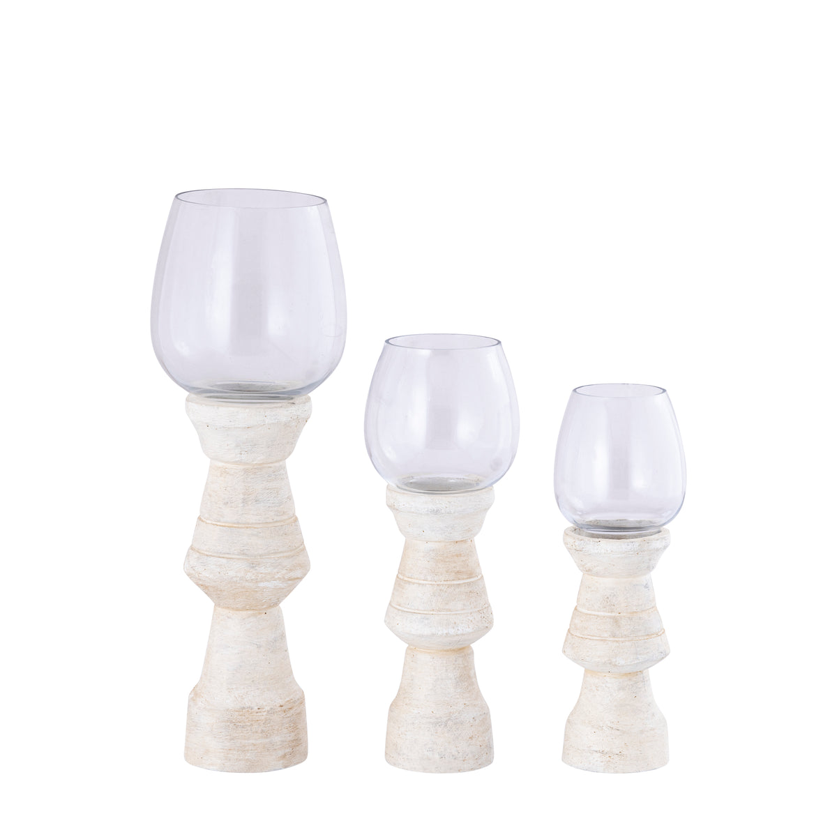 Photophore Qez Bois de manguier Crème Lot de 3 PTMD