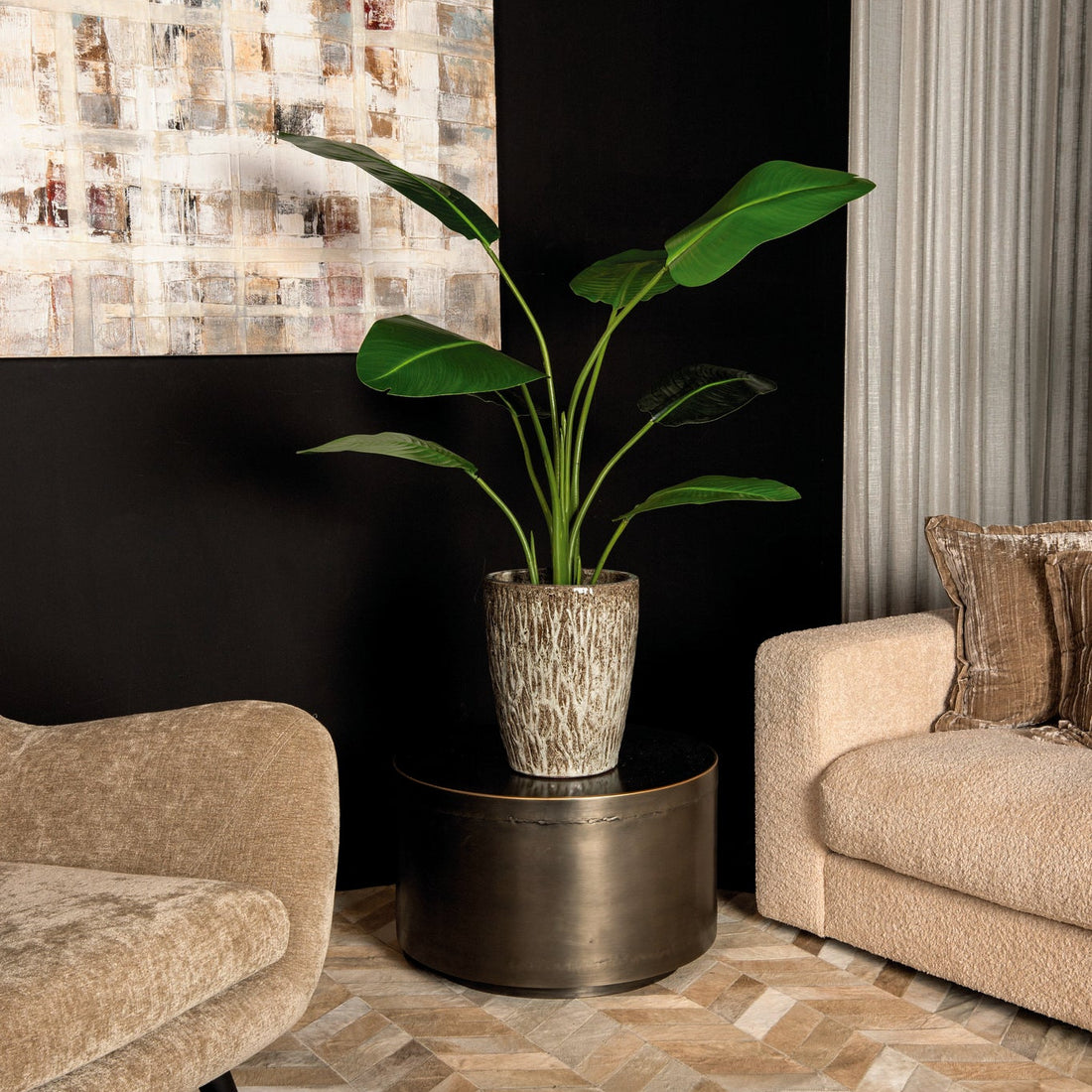 Plante artificielle Strelitzia en PE vert Real Touch S 77x56x117cm PTMD