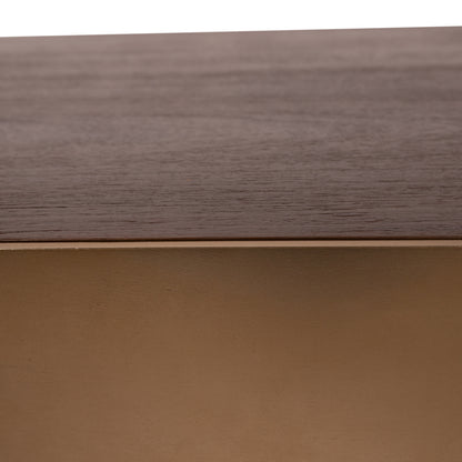 Table basse Warren 90x90x31 bois marron métal doré PTMD