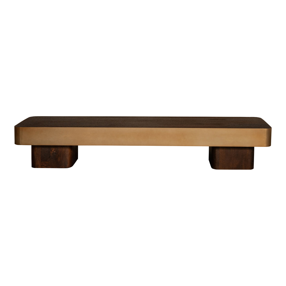 Table basse Warren en bois marron et métal doré PTMD
