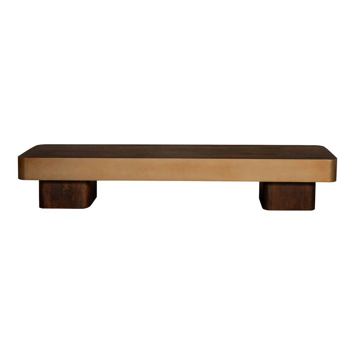 Table basse Warren en bois marron et métal doré PTMD