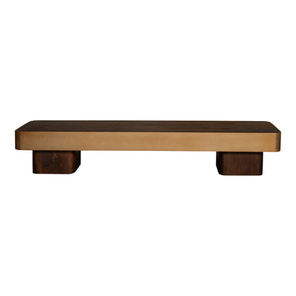 Table basse Warren en bois marron et métal doré PTMD