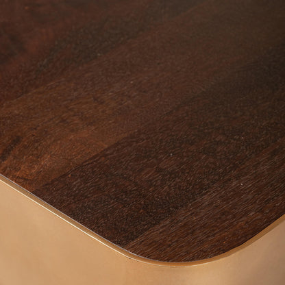Table basse Warren en bois marron et métal doré PTMD