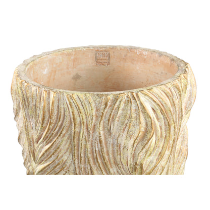 Alexio Pot rond en ciment couleur crème Lignes ondulées Bas XXL Ø40cmxH40cm PTMD