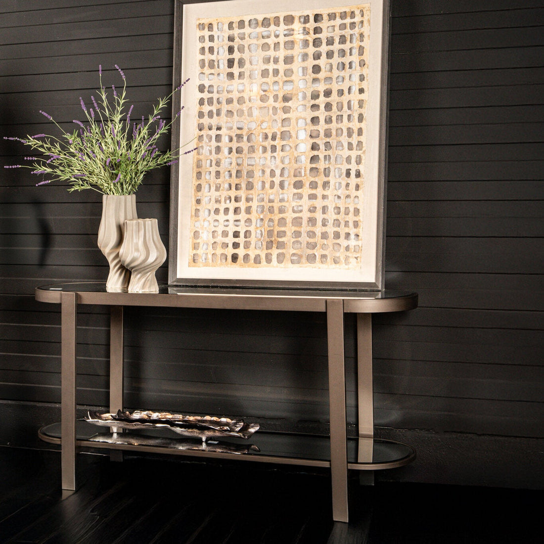 Table console Yozan miroir pieds en métal PTMD