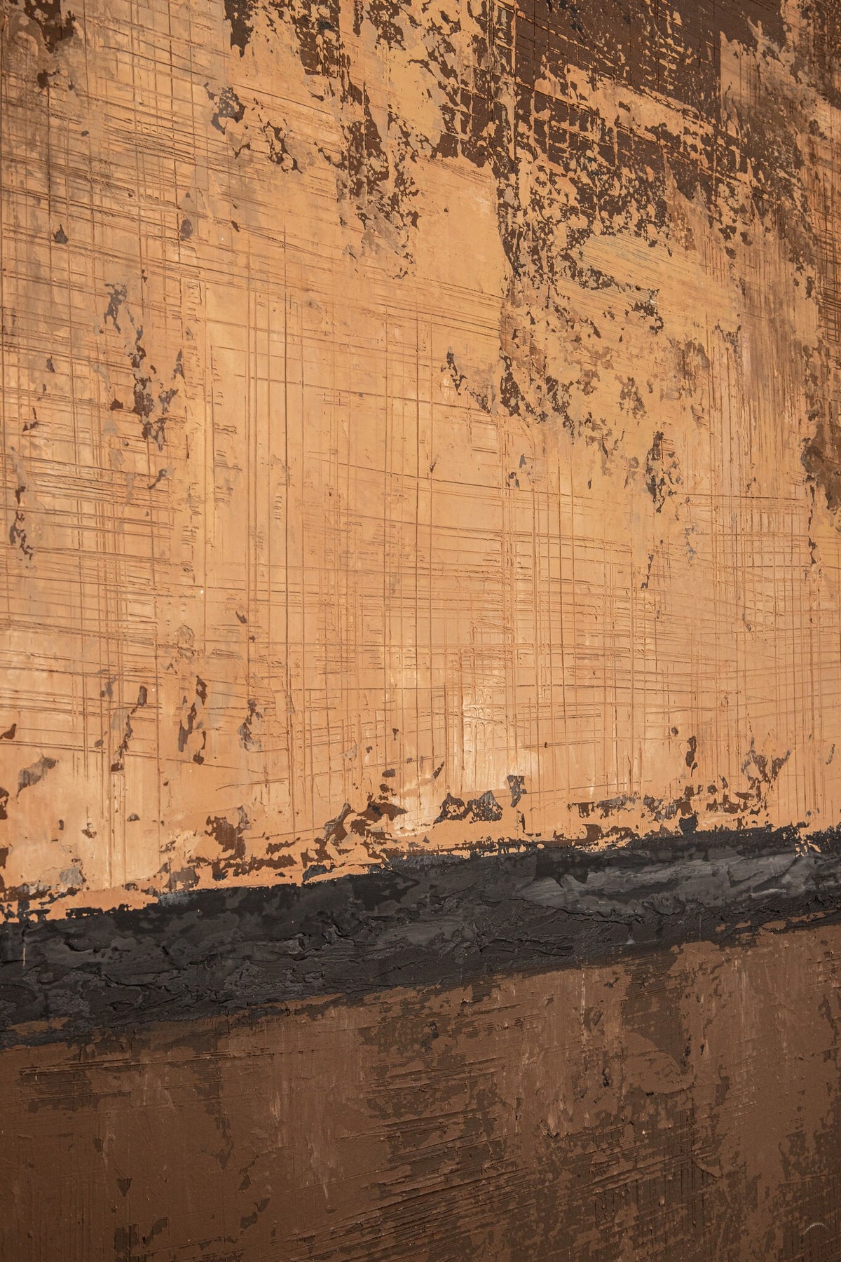 Panneau mural peint sur toile marron Asante, cadre carré PTMD