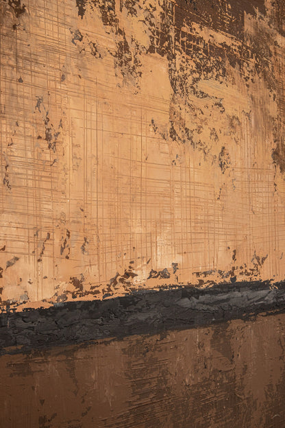 Panneau mural peint sur toile marron Asante, cadre carré PTMD