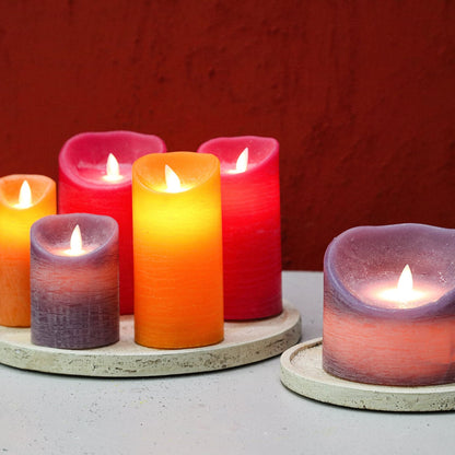 Lot de 5 bougies LED lilas rustique PTMD