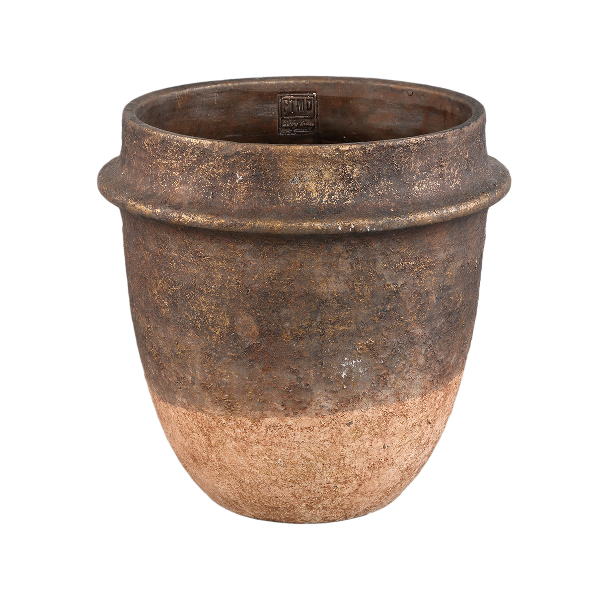 Christenee Grey pot rond demi-brun en ciment, grand PTMD