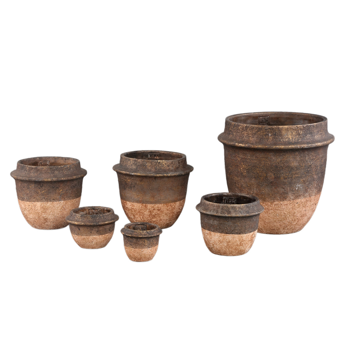 Christenee Grey pot rond demi-brun en ciment, grand PTMD