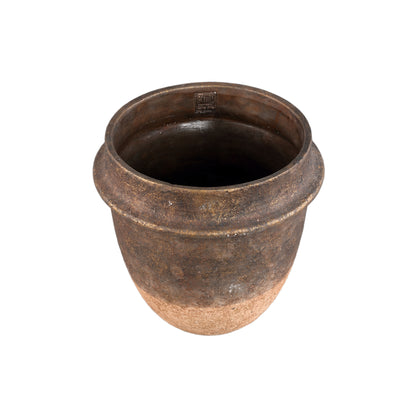Christenee Grey pot rond demi-brun en ciment, grand PTMD