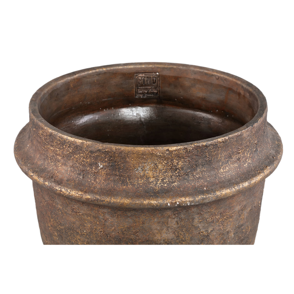 Christenee Grey pot rond demi-brun en ciment, grand PTMD