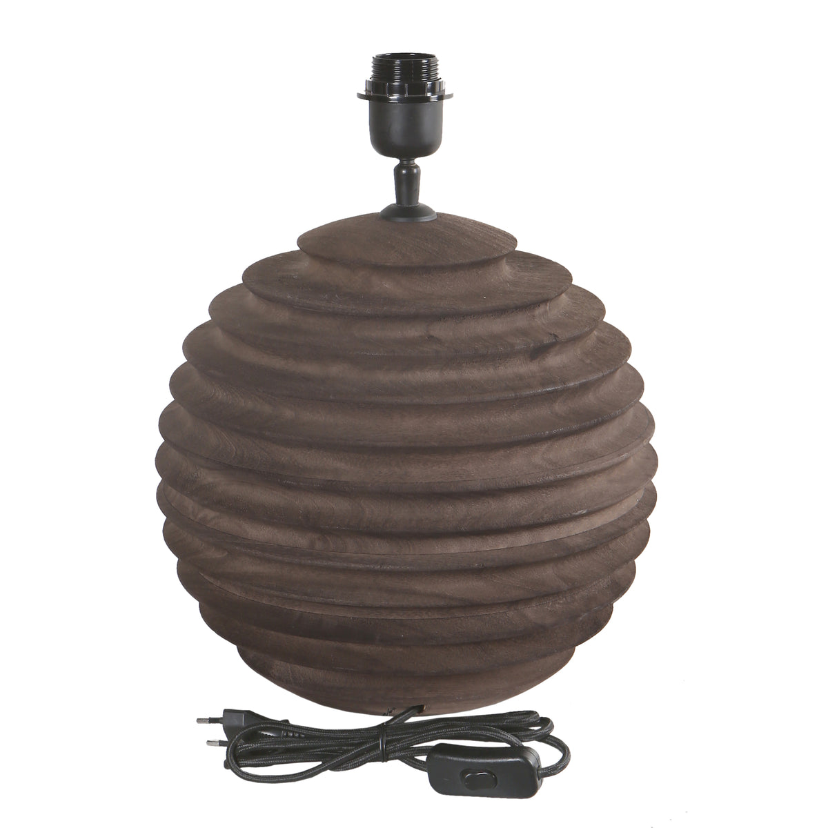 Roven Brown pied de lampe de table côtelé en bois de manguier PTMD