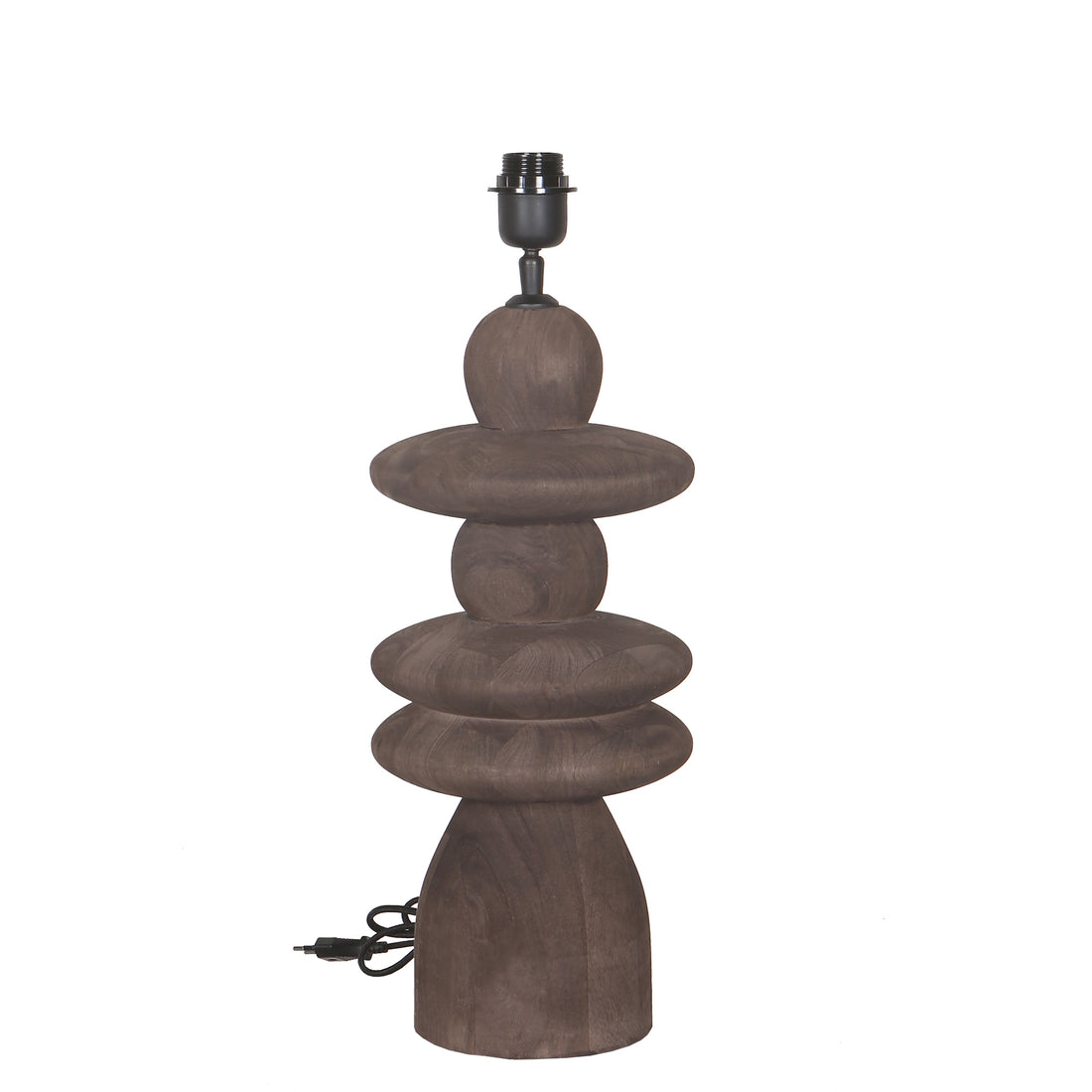 Callain Brown pied de lampe de table rond en bois de manguier PTMD